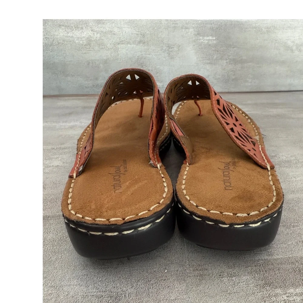 Natural Soul Women's Sandals Thong Coral‎ Leather Cutout Comfort Casual Shoes